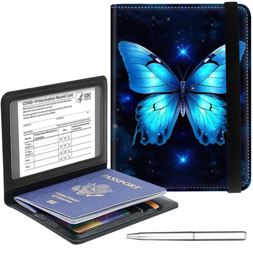 Reisepasshülle, Brieftasche, Reiseutensilien, RFID-blockierend, Leder, Reisepasshülle, Brieftasche, Impfkartenschlitz, Organizer für Männer und Frauen, Moon Bee, Sternenschmetterling, 5.6-4.2 inch Reisepasshülle, Brieftasche, Reiseutensilien, RFID-blockierend, Leder, Reisepasshülle, Brieftasche, Impfkartenschlitz, Organizer für Männer und Frauen, Moon Bee, Sternenschmetterling, 5.6-4.2 inch von Qindaiwen