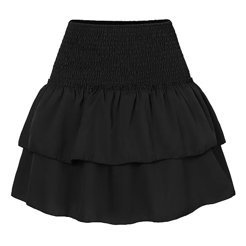 Damen Rüschen Faltenrock Kurzer Mini Rock Hohe Taille Mehrlagige Kurz Röcke Sommer A-Linie Minirock Casual Einfarbig Rock Volant Rock mit Gummibund Strandrock Sport Plisseerock Damen Rüschen Faltenrock Kurzer Mini Rock Hohe Taille Mehrlagige Kurz Röcke Sommer A-Linie Minirock Casual Einfarbig Rock Volant Rock mit Gummibund Strandrock Sport Plisseerock von QingHUImao