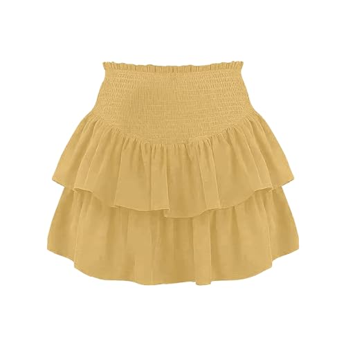 Damen Rüschen Faltenrock Kurzer Mini Rock Hohe Taille Mehrlagige Kurz Röcke Sommer A-Linie Minirock Casual Einfarbig Rock Volant Rock mit Gummibund Strandrock Sport Plisseerock Damen Rüschen Faltenrock Kurzer Mini Rock Hohe Taille Mehrlagige Kurz Röcke Sommer A-Linie Minirock Casual Einfarbig Rock Volant Rock mit Gummibund Strandrock Sport Plisseerock von QingHUImao
