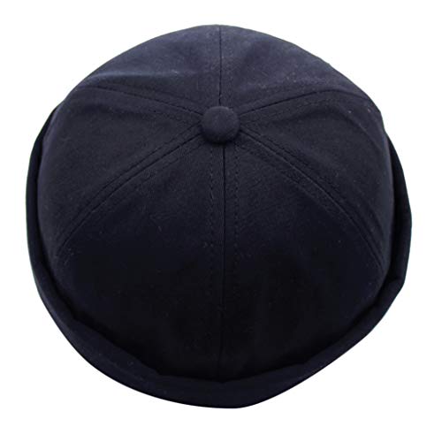 Docker Cap Herren Docker Mütze Hochwertige Sanfte Baumwolle Seemannsmütze Hafenmütze Herrenmütze Bikercap Hat Ohne Schirm Rollmütze Seemannskappe Wandermütze Kopfumfang (Schwarz01, OneSize) von QingHUImao