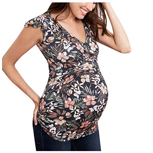 Kurzarm Stilltop Damen Sommer Umstandsmode Stillshirt V-Ausschnitt Umstandsshirts Schwangere Tshirt Umstandstop Umstandsshirt mit Blumenmuster Nursing Top Basic Umstandsbluse Still Oberteil Kurzarm Stilltop Damen Sommer Umstandsmode Stillshirt V-Ausschnitt Umstandsshirts Schwangere Tshirt Umstandstop Umstandsshirt mit Blumenmuster Nursing Top Basic Umstandsbluse Still Oberteil von QingHUImao