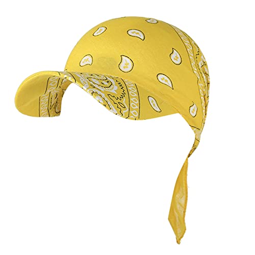 QingHUImao Basecap Damen Baseball Cap Waschbar Hut Slouch Mütze, leicht und weich, Longbeanie, Unisex Sommer Kopftuch Strand Bandana Meer Sonne Sonnenschutz Mütze Baseballkappe (Yellow #1, One Size) von QingHUImao