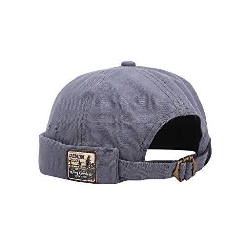 QingHUImao Cap Herren Mütze Hochwertige Sanfte Baumwolle Seemannsmütze Hafenmütze Herrenmütze Bikercap Hat Ohne Schirm Rollmütze Seemannskappe Wandermütze Kopfumfang (Blue #1, One Size) von QingHUImao