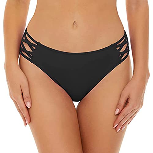 QingHUImao Damen Brasilianisch Klassische Bikinihose Bademode Chic Elegantes Niedrige Taille Bikini Bottom Badehose Tanga Bikini Slip Strandbikinis Damen Bikinihose Zum Binden mit Niedrige Taille von QingHUImao