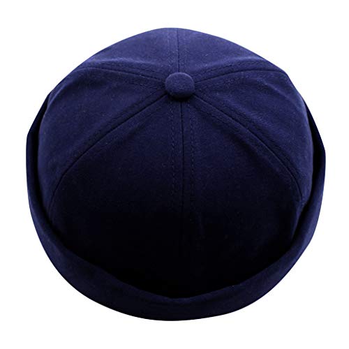 QingHUImao Docker Cap Herren Docker Mütze Hochwertige Sanfte Baumwolle Seemannsmütze Hafenmütze Herrenmütze Bikercap Hat Ohne Schirm Rollmütze Seemannskappe Wandermütze Kopfumfang (Blau01, OneSize) von QingHUImao