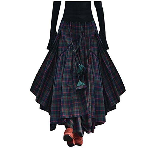 QingHUImao Herren Damen Lange Röcke Kariert Kilt Schottischer Faltenröcke Oversize Unisex Traditioneller Highland Kleid Unregelmäßig Gitter Tartan Minirock Hohe Taille Skirt Skater Rock von QingHUImao