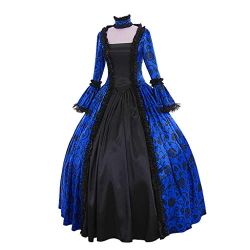 QingHUImao Mittelalter Kleid Damen Prinzessin Kleid Damen Damen Mittelalter Gothic Kostüm Elegant Retro Kleider Gewand Prinzessin Kleidung Mittelalter Kleidung Kleid (1-Blue, XXXXXL) von QingHUImao