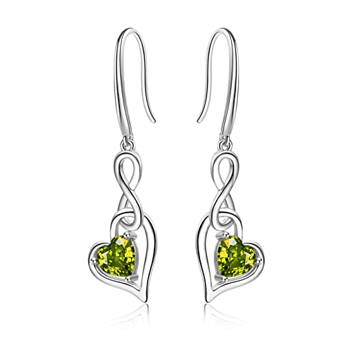 Geburtsstein Unendlich Ohrringe für Damen- Qings 925 Sterling Silber August Peridot Unendlichkeit Herz Zirkonia Baumeln Tropfen Edelstein Ohrstecker Weihnachten Geburtstag Infinity Schmuck Geburtsstein Unendlich Ohrringe für Damen- Qings 925 Sterling Silber August Peridot Unendlichkeit Herz Zirkonia Baumeln Tropfen Edelstein Ohrstecker Weihnachten Geburtstag Infinity Schmuck von Qings