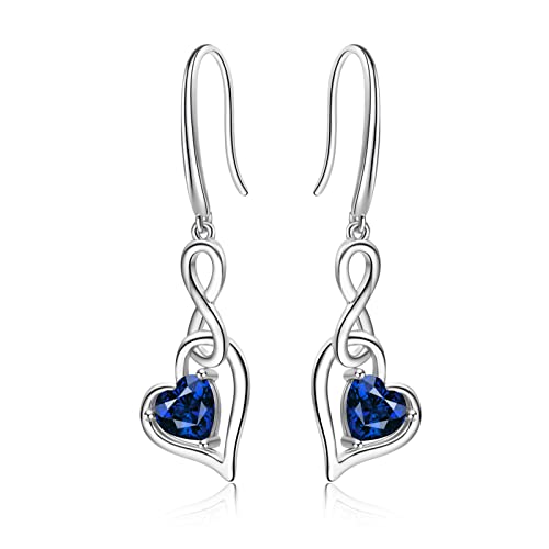 Geburtsstein Unendlich Ohrringe für Damen- Qings 925 Sterling Silber September Saphir Unendlichkeit Herz Zirkonia Baumeln Tropfen Edelstein Ohrstecker Weihnachten Geburtstag Infinity Schmuck Geburtsstein Unendlich Ohrringe für Damen- Qings 925 Sterling Silber September Saphir Unendlichkeit Herz Zirkonia Baumeln Tropfen Edelstein Ohrstecker Weihnachten Geburtstag Infinity Schmuck von Qings