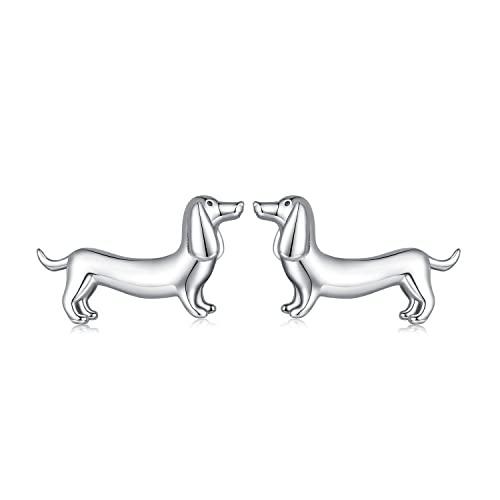 Hund Ohrringe Mädchen Sterling Silber 925 - Qings Hunde Tiere Klein Niedlich Welpe Dog Animal Ohrstecker Tierschmuck Geschenk für Tochter Frauen von Qings