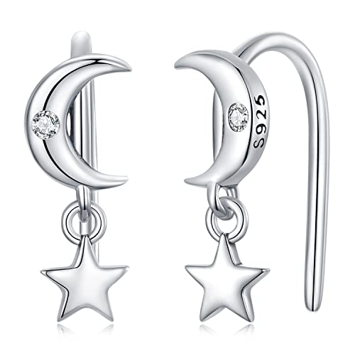 Mond Stern Ohrringe für Damen Mädchen - Qings Sterling Silber 925 Mond Sternen Ohrklemme Ohrstecker Weihnachten Geburtstag Schmuck Geschenk Mond Stern Ohrringe für Damen Mädchen - Qings Sterling Silber 925 Mond Sternen Ohrklemme Ohrstecker Weihnachten Geburtstag Schmuck Geschenk von Qings