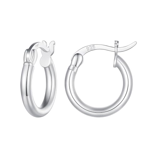 Qings 11mm Klein Creolen Ohrringe Silber 925 für Damen Minimalistische Leicht Dünne Runde Hoops Huggies Ohrringe für Frauen Mädchen von Qings