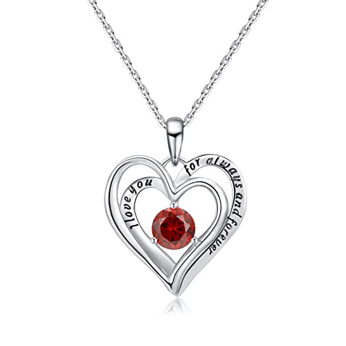 Qings 925 Sterling Silber Birthstone Herz Anhänger Halskette Mode Charm Halskette Für Mädchen und Frauen von Qings