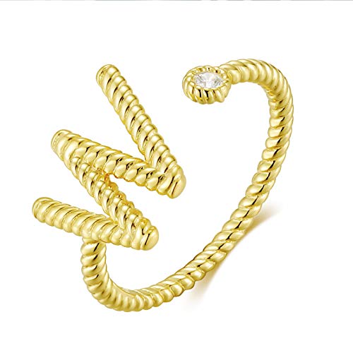 Qings A-Z Stacking Anfangs Buchstaben Ring, 925 Sterling Silber Personalisierte Twist Verstellbarer Ring, 26 Alphabet 18K Vergoldete Buchstaben Ringe für Damen Mädchen von Qings