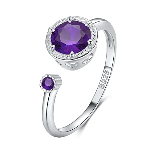 Qings Amethyst Offene Ringe für Damen, Verstellbarer Geburtsstein Ring Februar von Qings