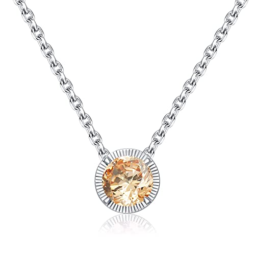 Qings Anhänger Ketten mit Kristallen 925 Sterling Silber November Geburtsstein Kette Edelstein Solitär Halskette Schmuck Geburtstag Geschenke für Mama Freundin Frau von Qings
