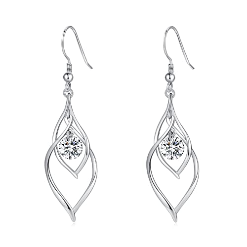 Qings April Geburtsstein Ohrringe für Damen, 925 Sterling Silber Moissanit Geburtssteine Dangle Ohrring Zirkonia Ohrringe, Mode Schmuck Geburtstag Geschenke für Frauen Mädchen von Qings