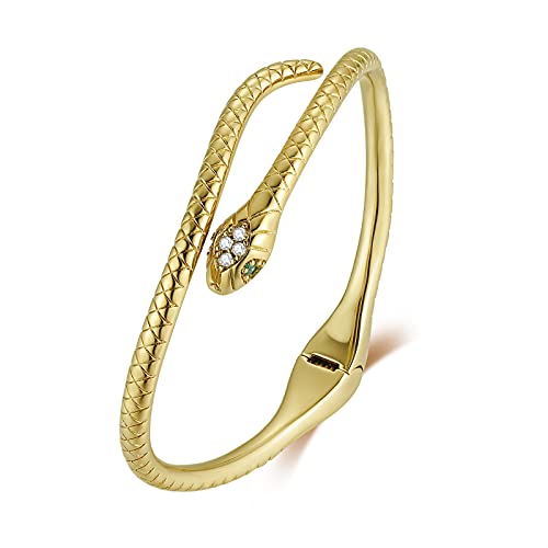 Qings Armreif Schlange Armband Gold Offen Schlangen Armspange Damen Snake Bracelet Personalisiertes Schlange Schmuck Geschenk für Frauen von Qings