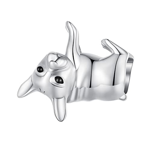 Qings Bulldogge Charms für Armband Halskette - 925 Sterling Silber Hund Haustier Charm Anhänger für DIY Tier Haustier Schmuck Geschenke für Damen Mädchen von Qings