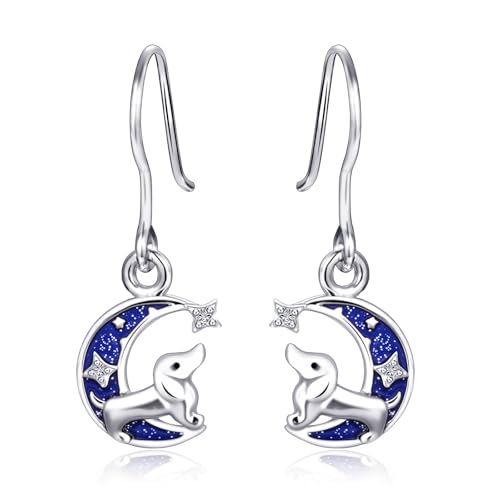 Qings Dackel Ohrringe für Damen 925 Sterling Silber Niedlichen Hund Welpe Ohrringe Tierschmuck für Tierliebhaber von Qings