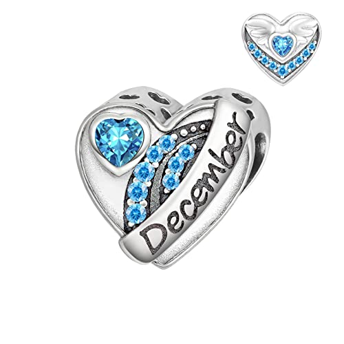 Qings Geburtsstein Dezember Tansanit Charms Anhänger Silber Sterling 925 Hellblau Herz Charms Kompatibel Europäischen Armbändern Halskette von Qings