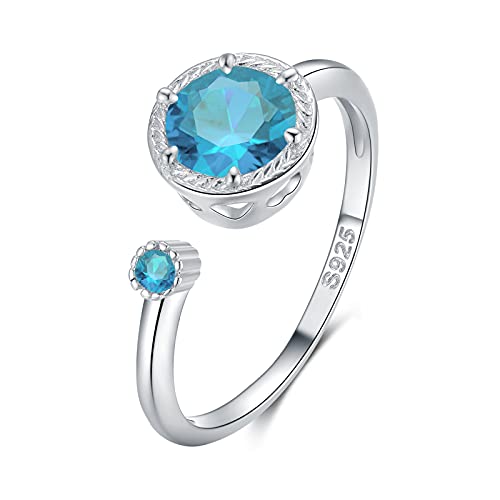 Qings Geburtsstein Ring Dezember Ringe Silber 925, Gburtsstein Statement Ring Damen Silber 925 von Qings