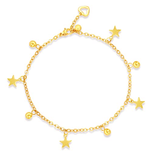 Qings Gold Stern Fußkettchen Damen Verstellbare Sterne Fussband Edelstahl Strand Sommer Fußkettchen Schmuck Geschenk für Frauen Mädchen Qings Gold Stern Fußkettchen Damen Verstellbare Sterne Fussband Edelstahl Strand Sommer Fußkettchen Schmuck Geschenk für Frauen Mädchen von Qings