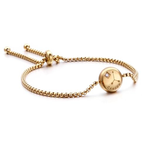 Qings Gold Zodiac Armband Charm Adjustable Constellation Bracelet Cancer von Qings