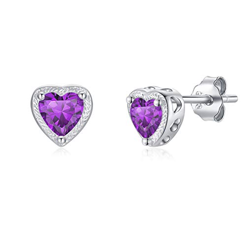 Qings Herzform Geburtsstein Ohrringe Damen 925 Sterling Silber Zirkonia Ohrstecker Geburtstag Geschenk für Damen Mädchen Qings Herzform Geburtsstein Ohrringe Damen 925 Sterling Silber Zirkonia Ohrstecker Geburtstag Geschenk für Damen Mädchen von Qings