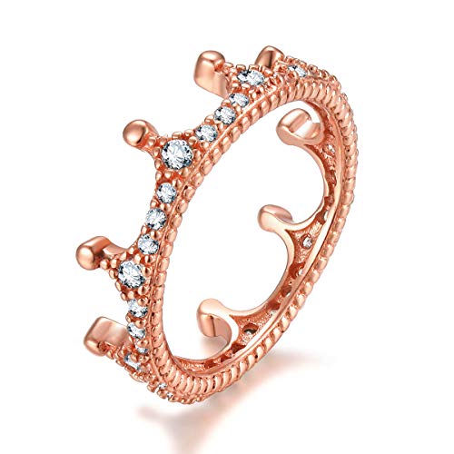 Qings Krone Frauen Ring 925 Sterling Silber Vergoldet Roségold Geburtstagsgeschenk für Freundin von Qings