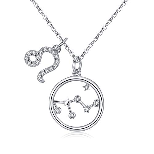 Qings Löwe Sternzeichen Stern Halskette- Sternbild-Serie 925 Sterling Silber Damen Kette, Beste Geburtstag Geschenk für Frauen von Qings