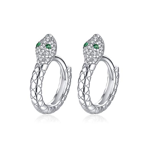 Qings Sterling Silber Schlangen Creolen Ohrringe Mini Creolen Silber 925 Snake Earrings Zirkonia Tier Ohrringe Schlangen Schmuck für Mädchen Damen von Qings