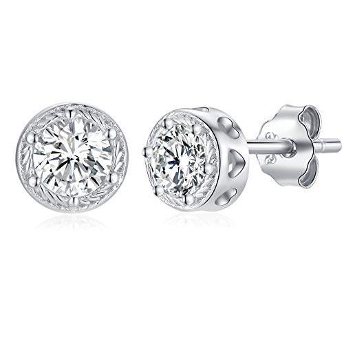 Qings Moissanite Ohrringe Silber für Damen April Geburtsstein Ohrringe Edelstein Mini Zirkonia Ohrstecker von Qings