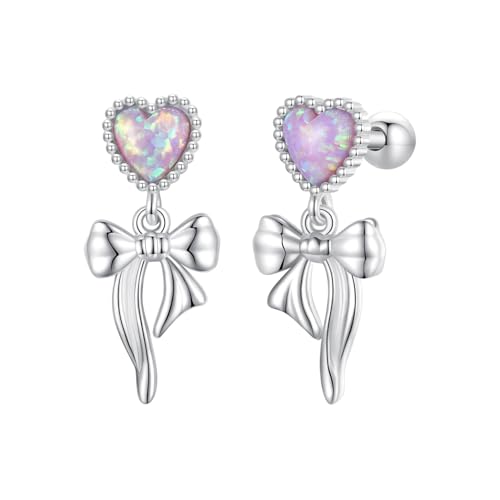 Qings Opal Ohrringe für Damen 925 Sterling Silber Klein Schleifen Herz Opalen Zirkonia Ohrstecker Ohrringe Weihnachtsschmuck Geschenke Qings Opal Ohrringe für Damen 925 Sterling Silber Klein Schleifen Herz Opalen Zirkonia Ohrstecker Ohrringe Weihnachtsschmuck Geschenke von Qings