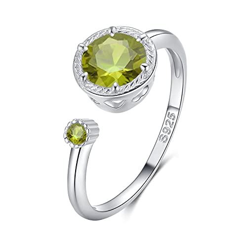 Qings Peridot Ring aus 925er Sterling Silber, August Ring Geburtsstein Offene Ringe für Frauen Mädchen von Qings