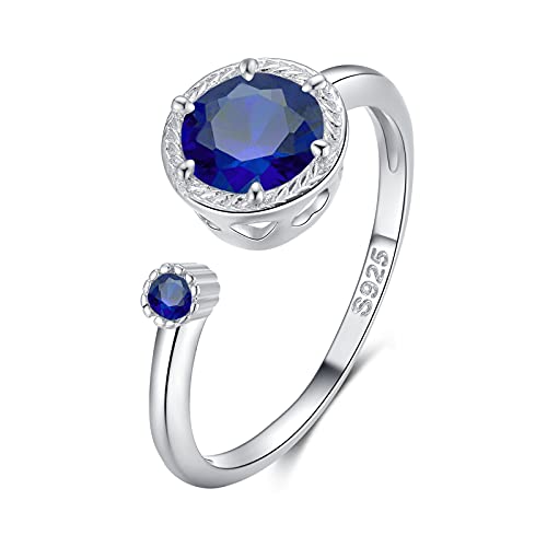 Qings Ring Blau Sapphire Geburtsstein Ring,Ringe Geburtsstein September Birthstone Ringe von Qings