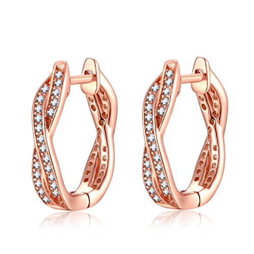 Qings Rose Gold Vergoldete Ohrringe Zirkonia 925 Sterling Silber Ohrringe Modisches Geschenk für Frauen Mädchen Mutter Freundin von Qings