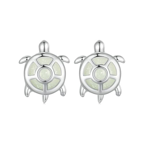 Qings Schildkröten Ohrringe 925 Sterling Silber Klein Blau Meeresschildkröte Tier Ohrstecker Nachtleuchtende Turtle Schmuck Muttertag Weihnachten Geburtstag Geschenke für Damen Mädchen Teenager von Qings