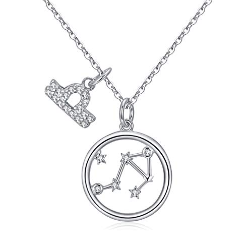 Qings Waage Sternzeichen Kette- Horoskop Astrologie Anhänger Halskette für Frauen, 925 Sterling Silber Stern Filigrane Kette von Qings