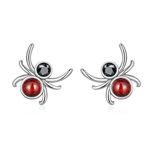 Spinne Halloween Ohrringe für Damen - Qings Sterling Silber 925 Klein Spinnennetz Sipder Ohrstecker mit Rot ZirkoniaJahrgang Schwarz Tier Halloween-Schmuck Geschenke für Frauen Mädchen Mutter Spinne Halloween Ohrringe für Damen - Qings Sterling Silber 925 Klein Spinnennetz Sipder Ohrstecker mit Rot ZirkoniaJahrgang Schwarz Tier Halloween-Schmuck Geschenke für Frauen Mädchen Mutter von Qings