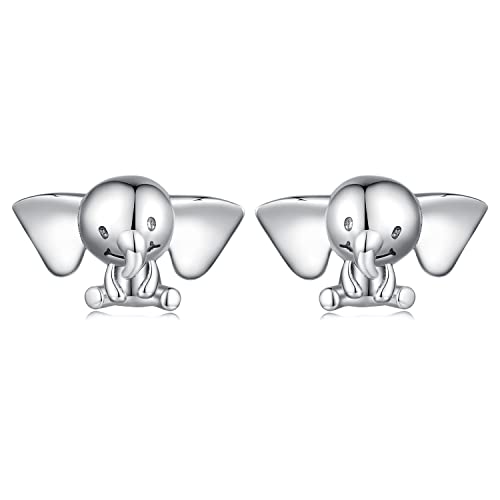 Sterling Silber 925 Elefant Tier Ohrringe - Qings Klein Niedlich Elefanten Ohrstecker Elephant Tierschmuck Geschenk für Damen Mädchen Tochter von Qings