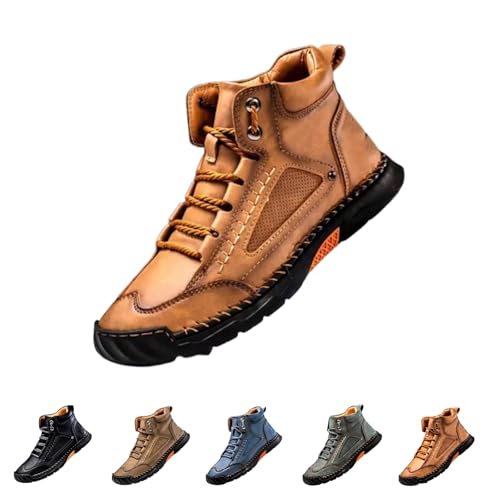 QingxingFa Handgefertigte Lederstiefel für Männer, bequemer handgefertigter Lederstiefel für Männer (Brown,46) von QingxingFa