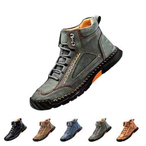 QingxingFa Handgefertigte Lederstiefel für Männer, bequemer handgefertigter Lederstiefel für Männer (Green,39) von QingxingFa