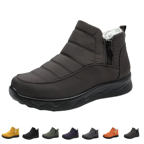 QingxingFa Isolierte Schneestiefel Für Damen, Bequeme, Warme, Mit Plüsch Gefütterte, Rutschfeste Winterschuhe, Stiefeletten Für Spaziergänge Im Freien (brown,39) von QingxingFa