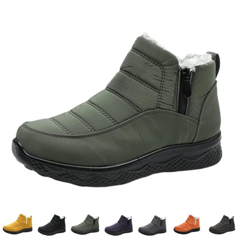 QingxingFa Isolierte Schneestiefel Für Damen, Bequeme, Warme, Mit Plüsch Gefütterte, Rutschfeste Winterschuhe, Stiefeletten Für Spaziergänge Im Freien (green,43) von QingxingFa