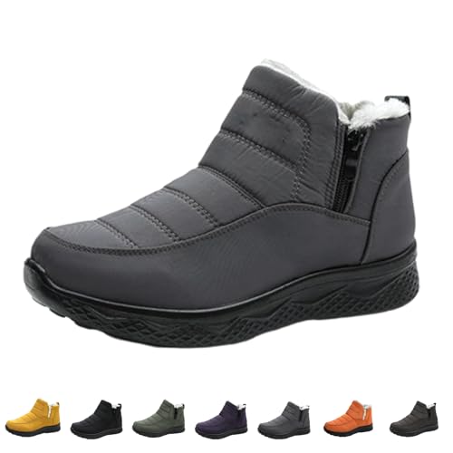 QingxingFa Isolierte Schneestiefel Für Damen, Bequeme, Warme, Mit Plüsch Gefütterte, Rutschfeste Winterschuhe, Stiefeletten Für Spaziergänge Im Freien (grey,43) von QingxingFa