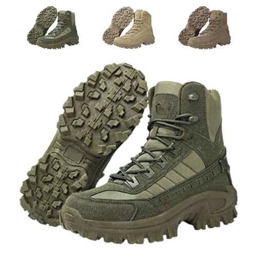 QingxingFa Taktische Stiefel, Wasserdichte Outdoor-Kampfstiefel Mit Seitlichem Reißverschluss Für Herren, Bequeme Wanderstiefel Für Herren Für Outdoor-Abenteuer (green,45) von QingxingFa