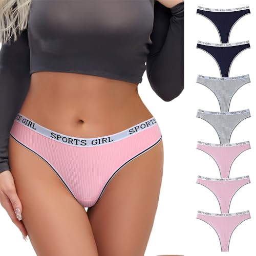 7er Pack String Tanga Damen Set Baumwoll Unterhosen Damen Tangas Unterwäsche Frauen mit Niedriger Taille Atmungsaktiv Unterwäsche Mehrfarbig XS-L von Qingyannia