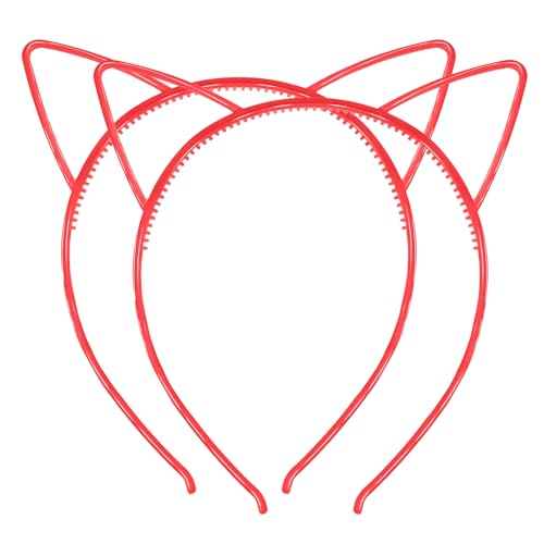 Qinlenyan Katzenohren-Haarreif aus Kunstharz, für Kinder, 1 Paar, Kunststoff, leuchtet im Dunkeln, für Geburtstagspartys, Cosplay, Rot / Orange von Qinlenyan