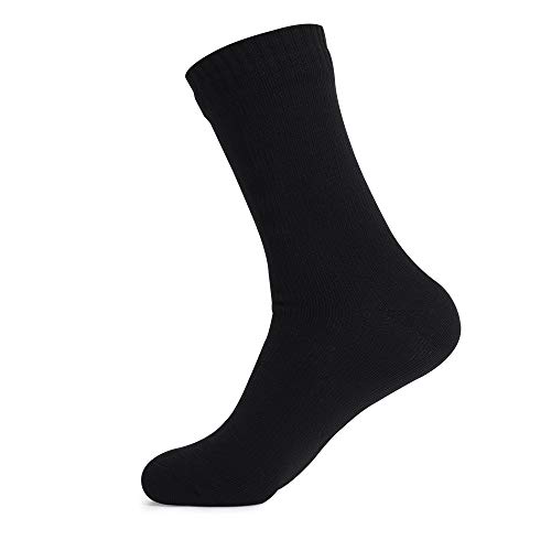 Qinlov Wasserdichte Socken für Männer und Frauen, für Outdoor-Aktivitäten, 100 % wasserdicht, atmungsaktiv, winddicht, perfekt zum Radfahren, Wandern, Rudern, Angeln, Trekking, etc. Gr. M, Schwarz von Qinlov